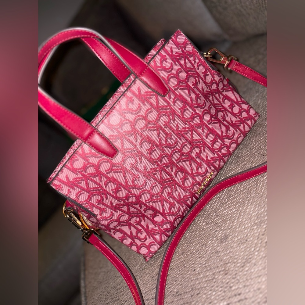 Pink Patterned Designer Tote Bag - Calvin Klein